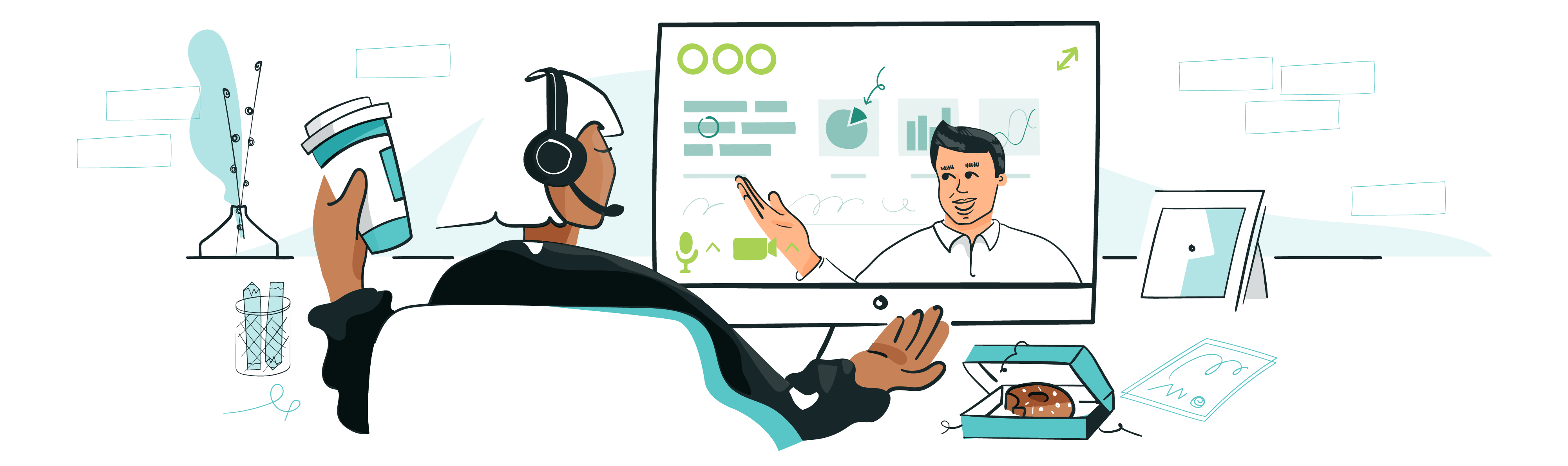 Illustration of two people on a video call