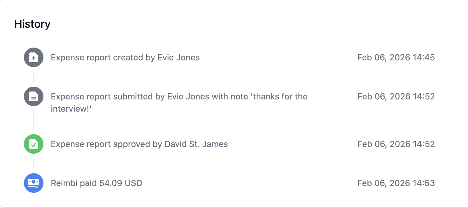 Screenshot of Reimbi audit history